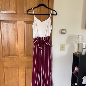 Blue Rain White and Red Jumpsuit Elegant Design